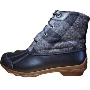 Sperry Saltwater Buffalo Check Duck Boot Msrp $110 Womens Size 8 Excellent